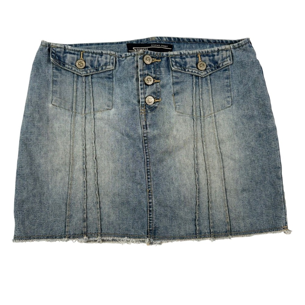 Vintage Y2K Squeeze Stephen Hardy Denim Micro Mini Skirt Indie Sleeze Grunge 5/6
